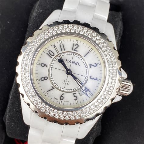 chanel j12 white ceramic diamond bezel watch|chanel j12 watch price list.